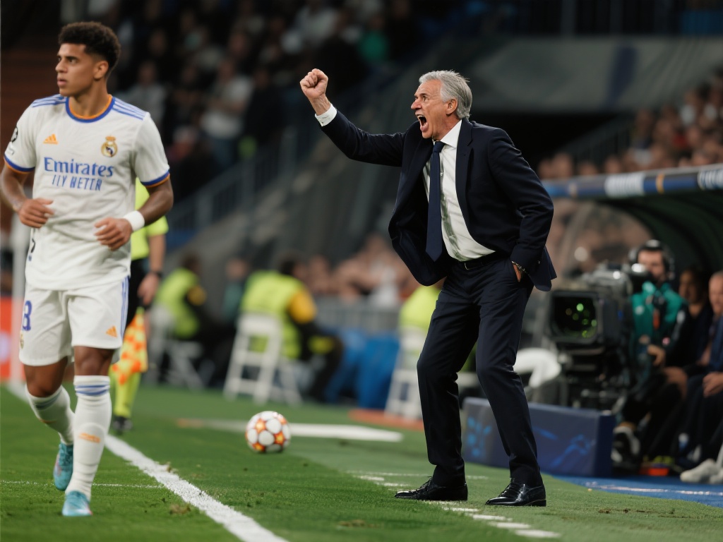 安切洛蒂振臂怒吼,巴尔韦德世界波助皇马绝杀 作为皇马的主帅,安切洛蒂以沉着的指挥与敏