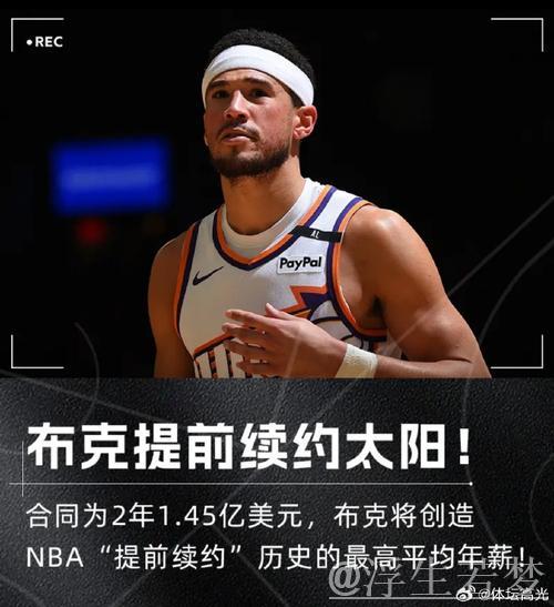 布克预计今夏提前续约 或签2年1.5亿美元合同 布克预计今夏提前续约 或签2年1.5亿美元合同